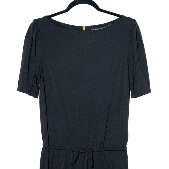 Lauren Ralph Lauren Black Soft Short Sleeve Jumpsuit, Elastic Waist & Pockets, M - Picture 6 of 16